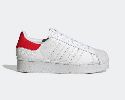 Adidas Wmns Originals Superstar Bold Cloud White Red Shoes H67929