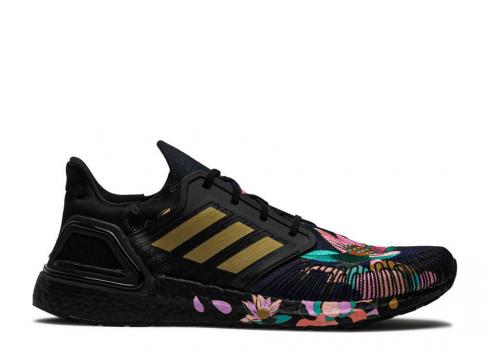 Adidas Ultraboost 2020 Chinese New Year - Floral Core Gold Signal Metallic Black Coral FW4310