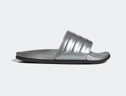 Adidas Adilette Comfort Slides Silver Metallic Core Black FW7683