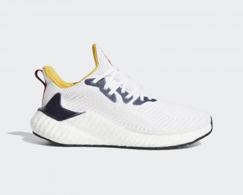 Adidas Alphabounce Instinct Cloud White Core Black Yellow Running Shoes EF9042