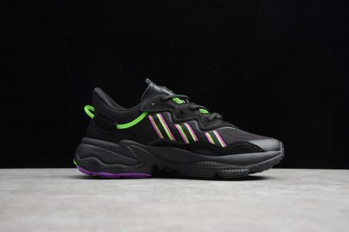 Adidas Originals Ozweego Core Black Neon Purple Solar Green FU7449