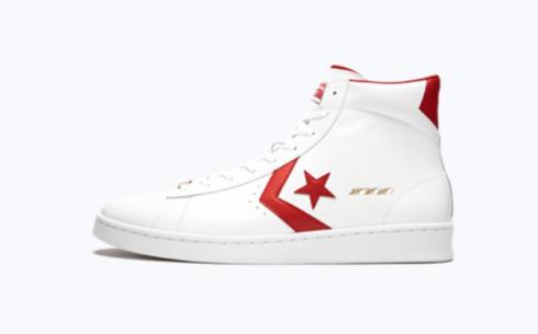 Converse Pro Leather Mid White Red Shoes