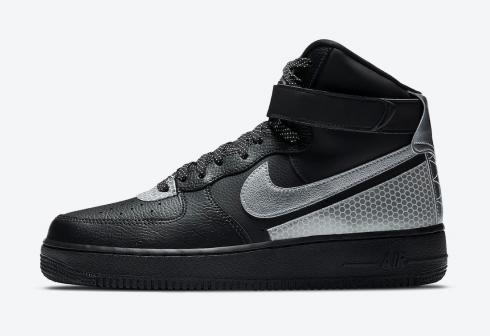 3M x Nike Air Force 1 High Black Metallic Silver White Shoes CU4159-001