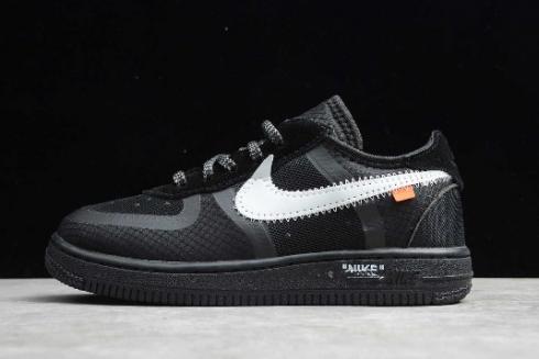 2019 Kids Nike Air Force 1 Low Off White Black White BV0853 001 For Sale