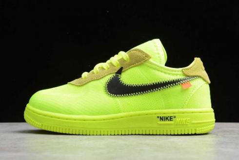2019 Kids Nike Air Force 1 Low Off White Volt BV0853 700 For Sale