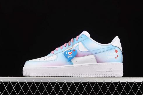 2021 Nike Air Force 1 07 Low Valentines Day White Pink Blue CW2288-145