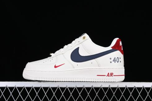 Nike Air Force 1 07 Low 40 Off White Navy Blue Dark Red BS9055-740