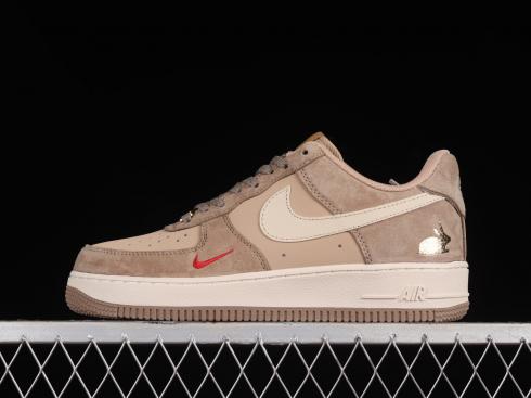 Nike Air Force 1 07 Low Rabbit Meat Khaki Brown Metallic Gold BS9055-814