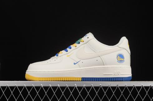 Nike Air Force 1 07 Low White Blue Yellow Shoes GS6638-150