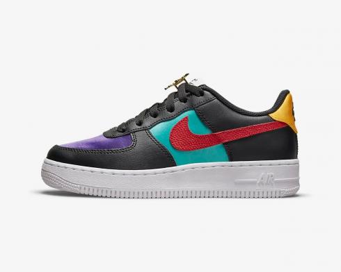 Nike Air Force 1 LV8 EMB GS NBA WNBA Black Washed Teal Court Purple Gym Red DN4178-001