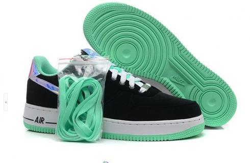 Nike Air Force 1 Low Black Shiny Silver Green Glow 488298-080