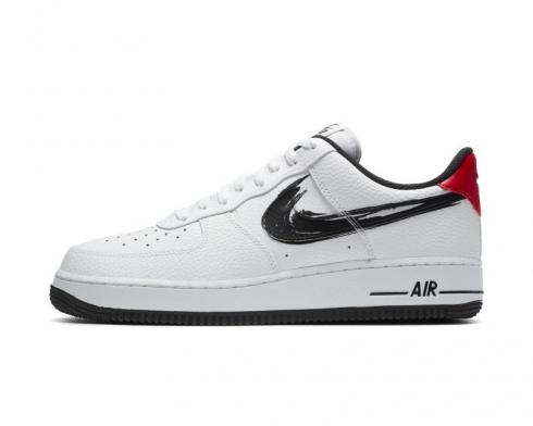 Nike Air Force 1 Low Brushstroke Swoosh White University Red Black DA4657-100