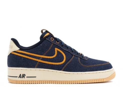 Nike Air Force 1 Low Premium Denim Metallic Obsidian Dark Brnz 318775-404