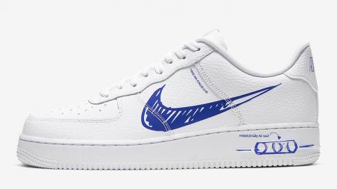 Nike Air Force 1 Low Sketch White Blue Shoes CW7581-100