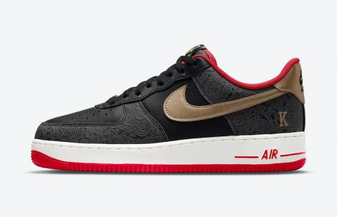 Nike Air Force 1 Low Spades King Queen Black University Red Metallic Gold DJ5184-001