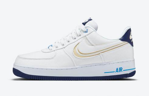 Nike Air Force 1 Low White Canvas White Blue Void Shoes DB3541-100