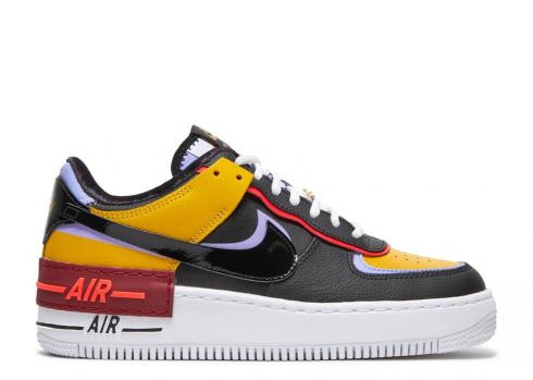 Nike Womens Air Force 1 Shadow Dark Sulfur Purple Pulse Bright Black Crimson DO6114-700