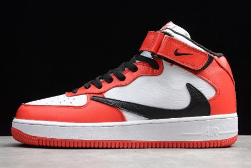 2019 Nike Air Force 1 Mid 07 White Red Black 804609 160