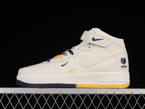 Nike Air Force 1 07 Mid White Navy Blue Yellow ML5369-215