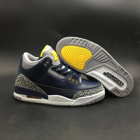 Nike Air Jordan III 3 Retro Men Basketball Shoes Black Grey Yellow 820064