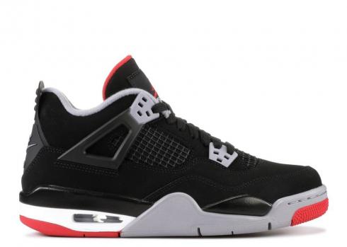 Air Jordan 4 Retro Gs Bred Fire Grey Cement Summit Black White Red 408452-060