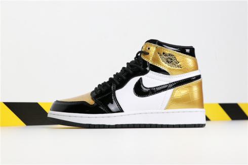 Air Jordan 1 Retro High Og Black Gold Womens Shoes 575441-999