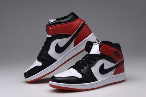 Nike Air Jordan I 1 Retro High Shoes Leather White Black Red 555088 184