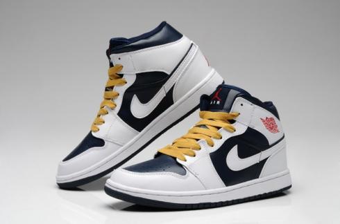 Nike Air Jordan I 1 Retro Mens Shoes White Dark Blue 555088 011
