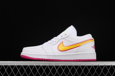 Air Jordan 1 Low GS White Pink Yellow Shoes CU4610-100