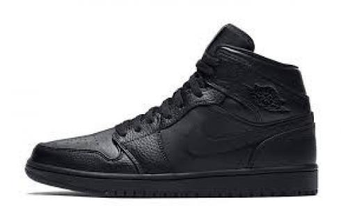 Air Jordan 1 Mid All Black Mens Basketball Shoes 554724-094