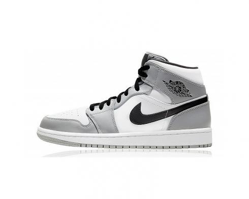 Air Jordan 1 Mid GS Light Smoke Grey Black White Kids Shoes 554725-092