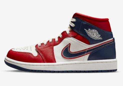 Air Jordan 1 Mid USA Gym Red Sail Light Iron Ore Midnight Navy DQ7648-600