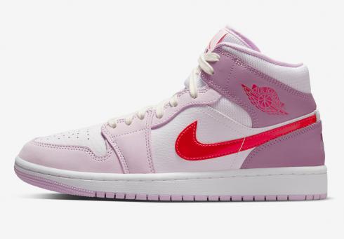 Air Jordan 1 Mid Valentine's Day 2022 White Pink Crimson DR0174-500