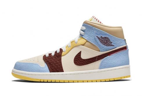 Maison Chateau x Air Jordan 1 Mid Fearless White Blue Brown CU2803-200