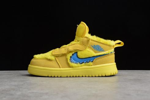 Nike Air Jordan 1 Mid ALT Kids Yellow Fluff Blue CU5378-700