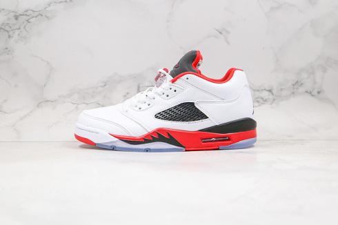 Air Jordan 5 Low Top Flame White Red Black Mens Basketball Shoes 314338-181