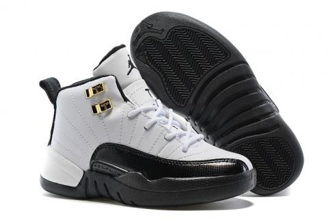 Nike Air Jordan XII 12 Kid Children Shoes White Black Gold