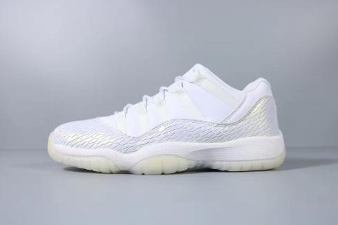 Air Jordan 11 Low GS White Silver Basketball Shoes 597331-100