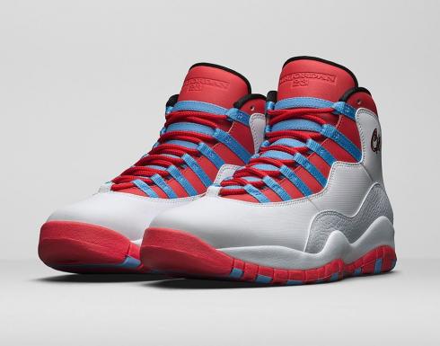 Air Jordan 10 - Chicago Flag White University Blue - Black - Bright Crimson 310805114