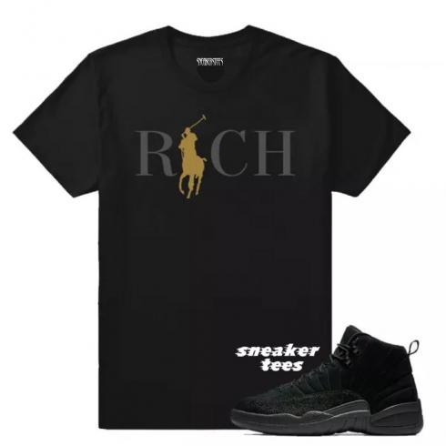 Match Jordan OVO 12 Black Country Club Rich Black T-shirt