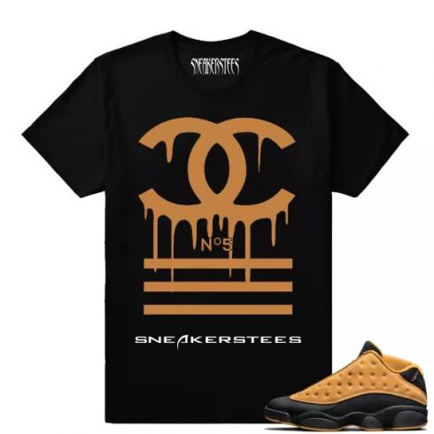 Match Air Jordan 13 Chutney Designer Drip Black T shirt