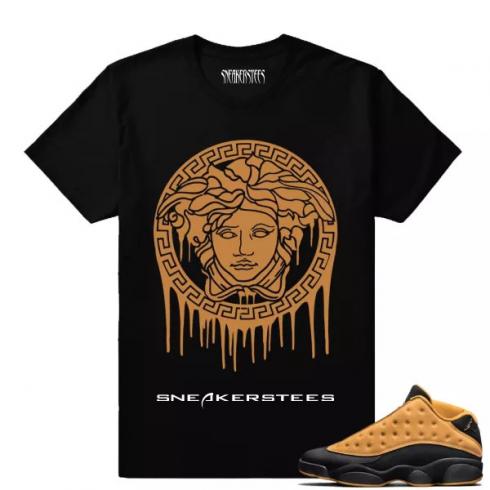 Match Air Jordan 13 Chutney Medusa Drip Black T shirt