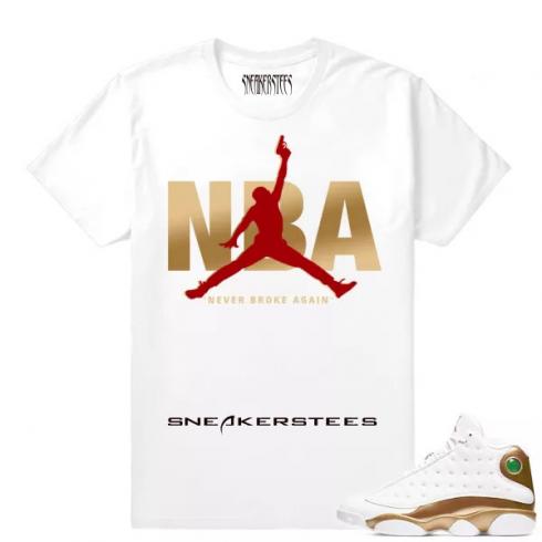 Match Air Jordan 13 DMP NBA Never Broke Again White T shirt