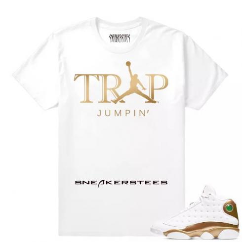 Match Air Jordan 13 DMP Trap Jumpin White T shirt