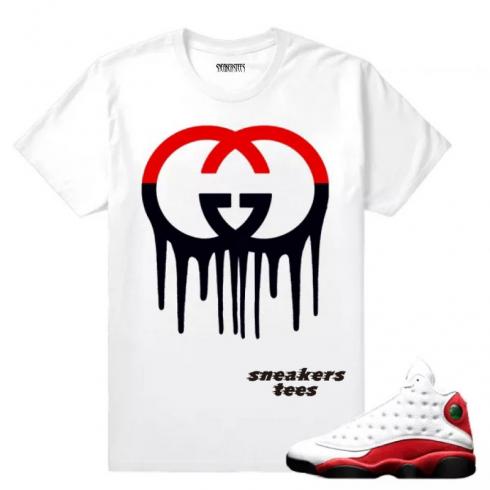 Match Jordan 13 OG Chicago Gucci Drip White T-shirt