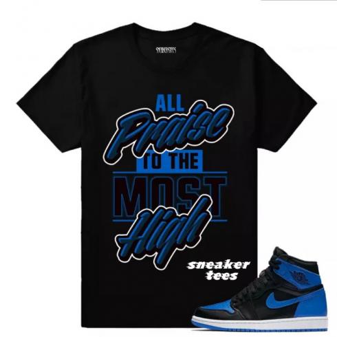 Match Jordan 1 Royal OG Most High Black T-shirt