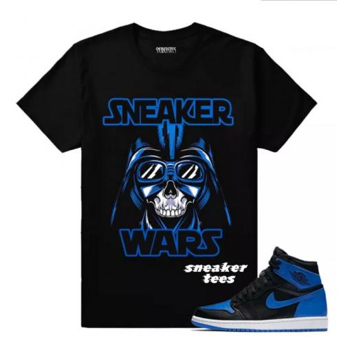 Match Jordan 1 Royal OG Sneaker Wars Black T-shirt