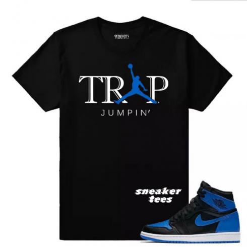 Match Jordan 1 Royal OG Trap Jumpin Black T-shirt