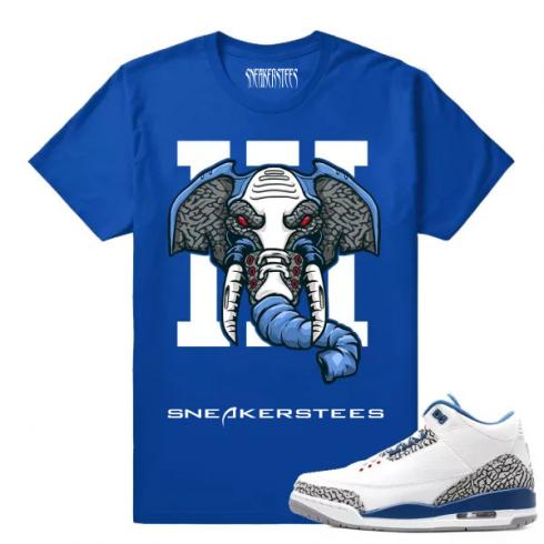 Match Jordan 3 True Blue OG Rare Air Elephant Blue T shirt