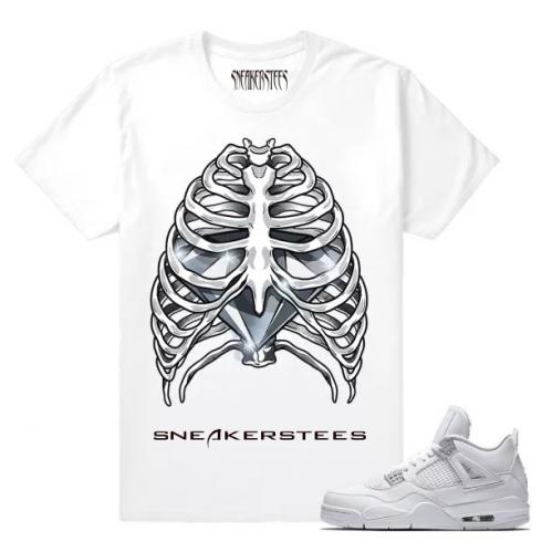 Match Air Jordan 4 Pure Money Pure Diamond White T shirt